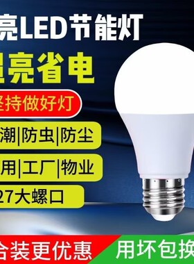 【一手货源】led节能灯泡超高亮省电E27大螺口白光球形护眼电灯泡