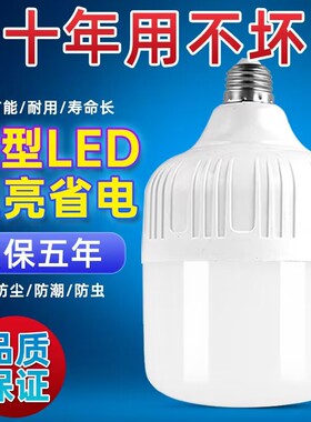 led灯泡家用E27螺口螺旋节能灯白光超亮护眼无频闪大功率照明球泡