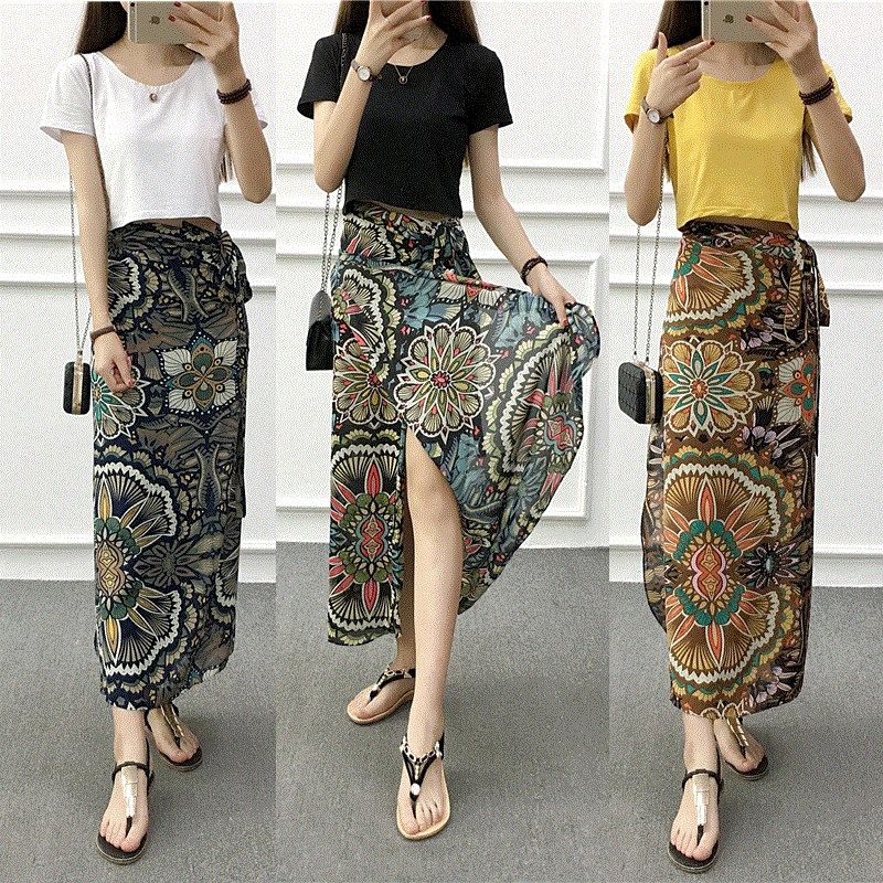 Real shot 2017 summer new pattern Women's wear Korean Edition Single chip printing Package hip Wrap Dress skirt longuette Broken flowersin the Women's clothing/Boutique , Skirts  category - from Buy2taobao.com to provide professional Taobao agent buy service