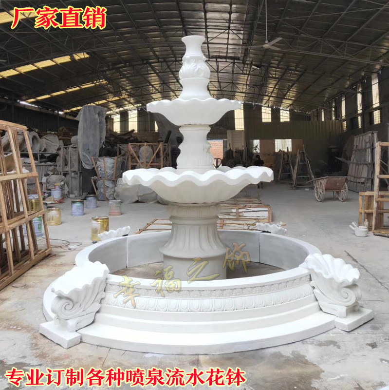 人造砂岩大型喷泉雕塑欧式喷水池户外酒店别墅水景玻璃钢喷水口_虎窝淘