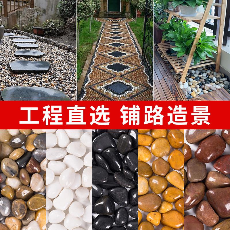 鹅卵石yy黑色铺地庭院铺路造景天然大小石子精抛光雨花石