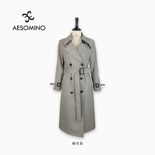 衣莎美诺春秋长款风衣女外套