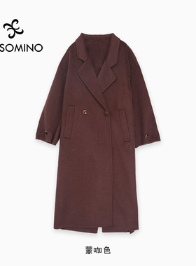 Aesomino/衣莎美诺冬双面呢长款外套厚款大衣Y540D0861
