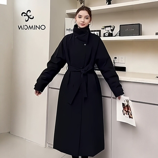 立领休闲风衣羽绒服女25新款系带收腰中长款保暖厚外套AKZA