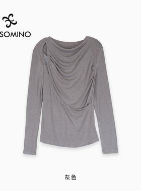 【新品】AESOMINO衣莎美诺春秋针织衫灰色Y659CQ053