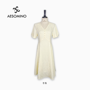 夏连衣裙女中长款浅色系裙子杏色Y332B3602