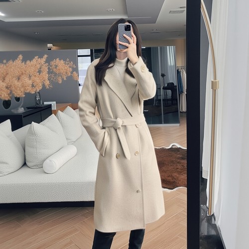 Y042D6008【撤柜特卖】衣莎美诺冬气质简约羊毛双面呢大衣外套女