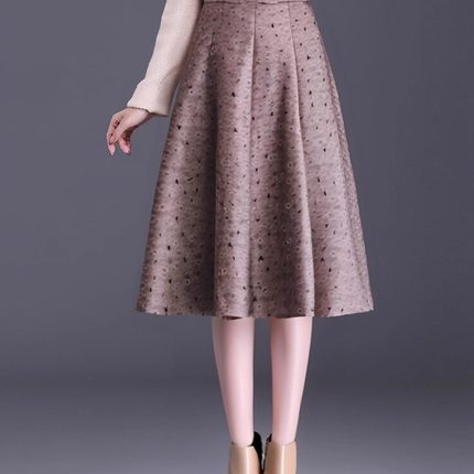 Y095C3810衣莎美诺春秋气质通勤半裙半身裙腰裙黑色小黑裙