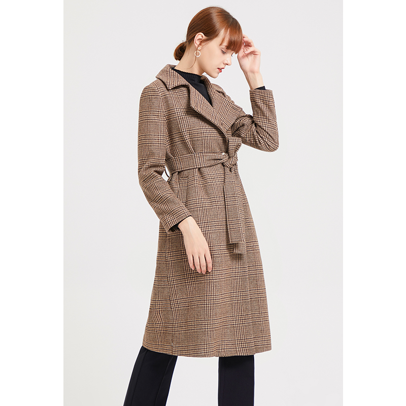 Aesomino/衣莎美诺大衣格子呢64082060