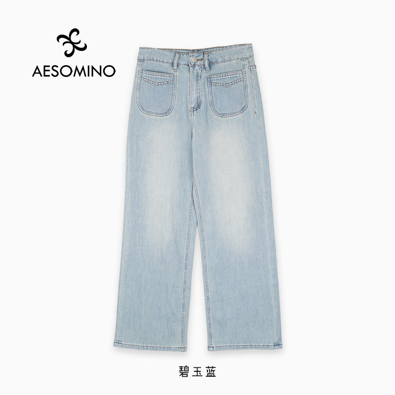 【25】春款浅色牛仔裤女四季长裤窄版直筒休闲牛仔裤Y062C0538