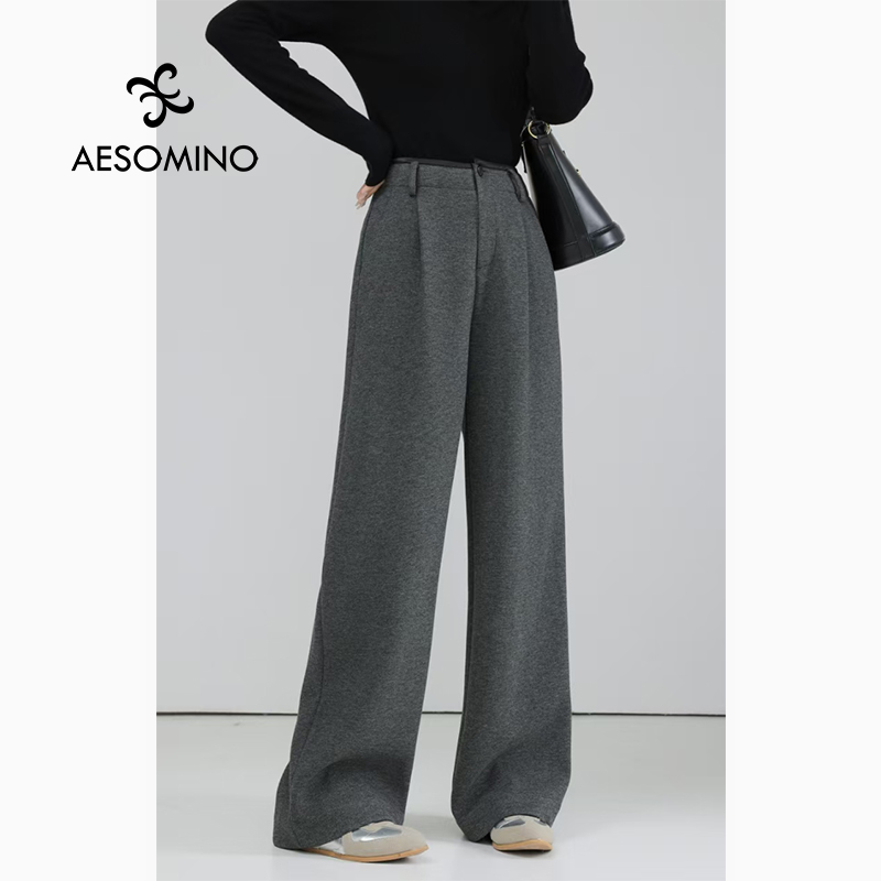 Aesomino/衣莎美诺冬款长裤休闲高腰多色阔腿裤子Y587D8682