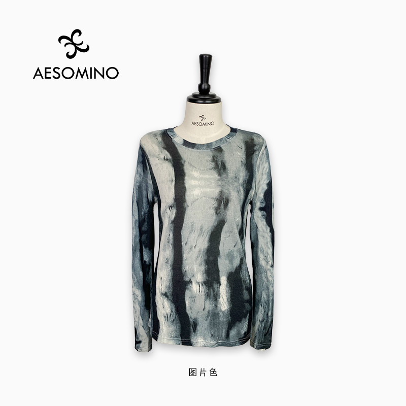 衣莎美诺设计感水溶羊毛圆领打底衫长袖上衣女Y536C3003