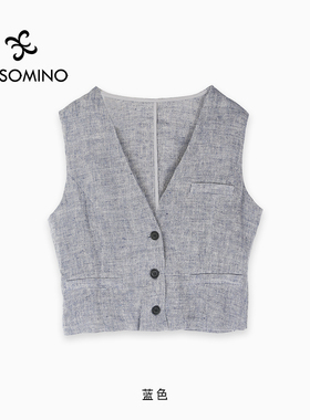 春夏休闲新中式叠穿马甲纯亚麻背心女百搭显瘦外套女Y682CH885