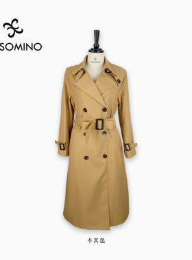 Aesomino/衣莎美诺春秋长款风衣女外套气质通勤上衣灰色Y540C8095