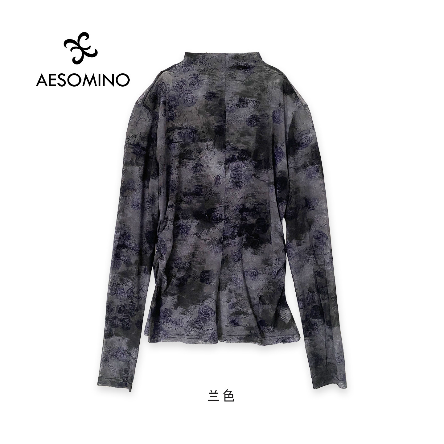 半高领打底衫女植绒网纱上衣