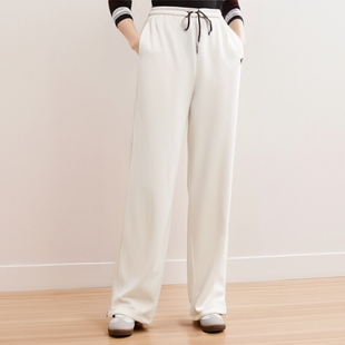 撞色保暖棉裤 加绒加厚休闲裤 子Y623DV341 一条过冬长裤 米色糯米裤