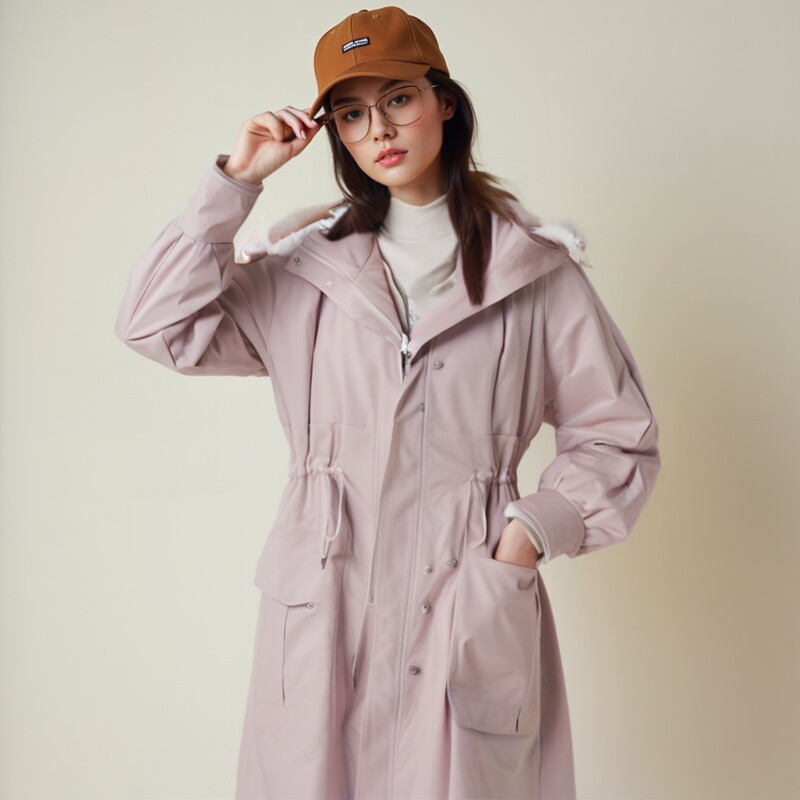 衣莎美诺冬长款冬派克羽绒服连帽