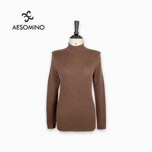 衣莎美诺春秋半高领简约水云兰套头衫纯羊毛衫打底Y463C1911