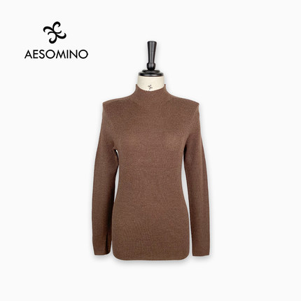 衣莎美诺春秋半高领简约水云兰套头衫纯羊毛衫打底Y463C1911