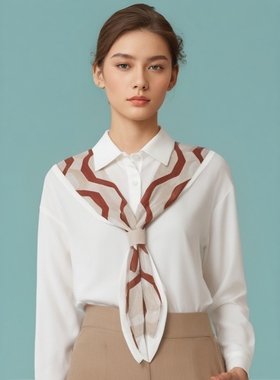 衣莎美诺女法式衬衫通勤百搭披肩宽松显瘦时尚上衣白色Y332C3291