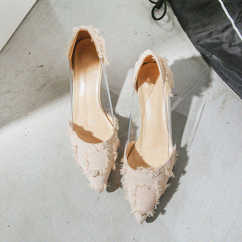 很仙的高跟鞋女2019新款淺口細跟法式少女性感中跟透明百搭單鞋女在類目 女鞋, 低幫鞋中 - 來自Buy2taobao.com提供專業的淘寶代購服務