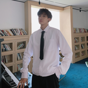 白衬衫男长袖正装dk制q服韩版潮流百搭帅气学生大码宽松班服毕业