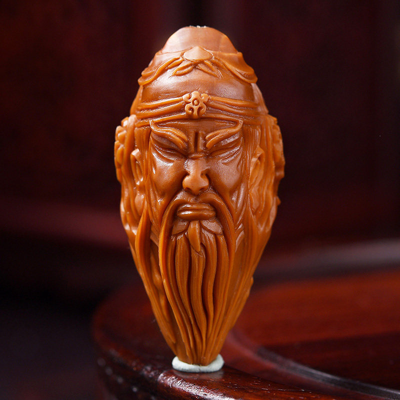 盘道 橄榄核单籽 御龙关公 2.1大籽 文玩橄榄核雕手把 南工刘琴