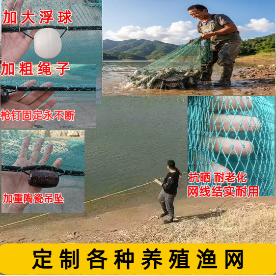 定做拉网拖网渔网网箱清塘网隔断网鱼苗网养殖围栏网抬网鱼网片