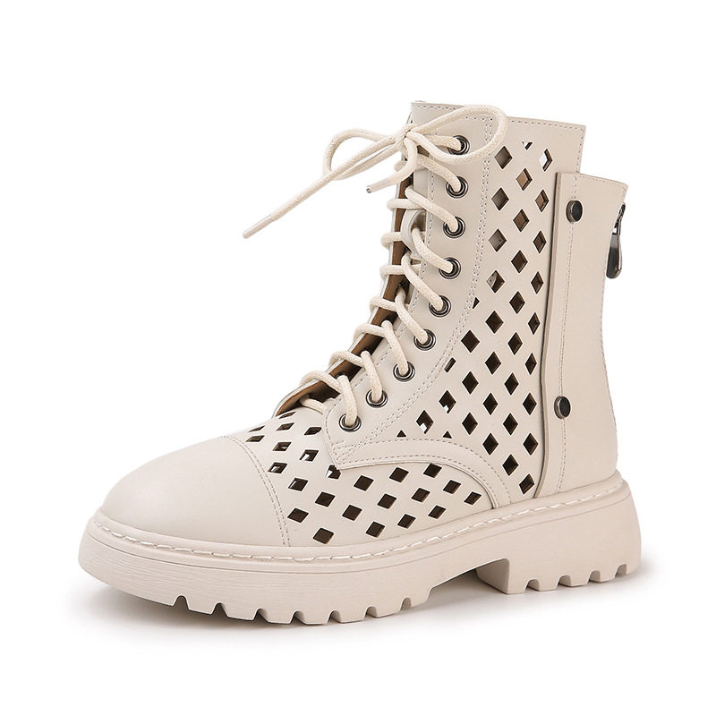 女qy-2镂空马丁靴短靴夏季厚底靴子百搭秋秋单靴新款凉靴透气薄款