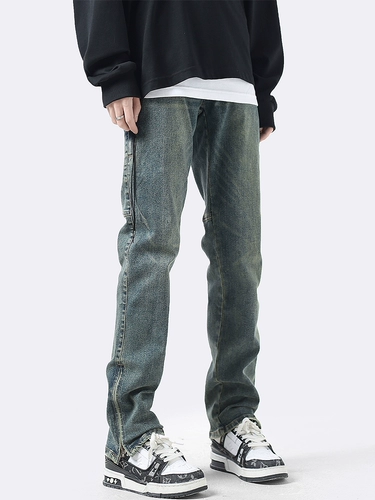 Весенние ретро джинсы, повседневные брюки с молнией, облегающий крой, свободный прямой крой