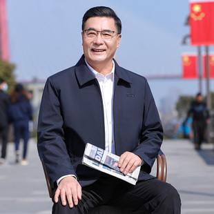 春季男士外套爸爸装休闲夹克翻领上衣中老年人爷爷衣服夹克衫男装