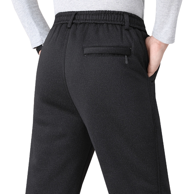 松紧腰加绒加厚爸爸裤子外穿棉裤