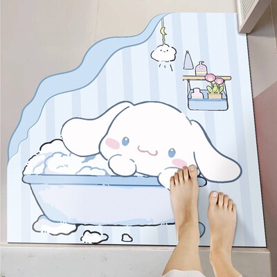新款 卡通浴室吸水地垫软硅藻泥玉桂狗淋浴间厕所门口垫防滑垫子