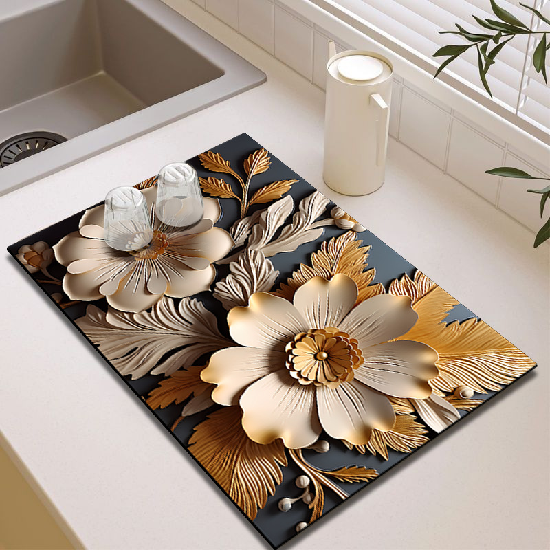 3D立体沥水垫厨房台面硅藻泥吸水垫隔热锅垫吧台杯垫碗盘干燥垫子