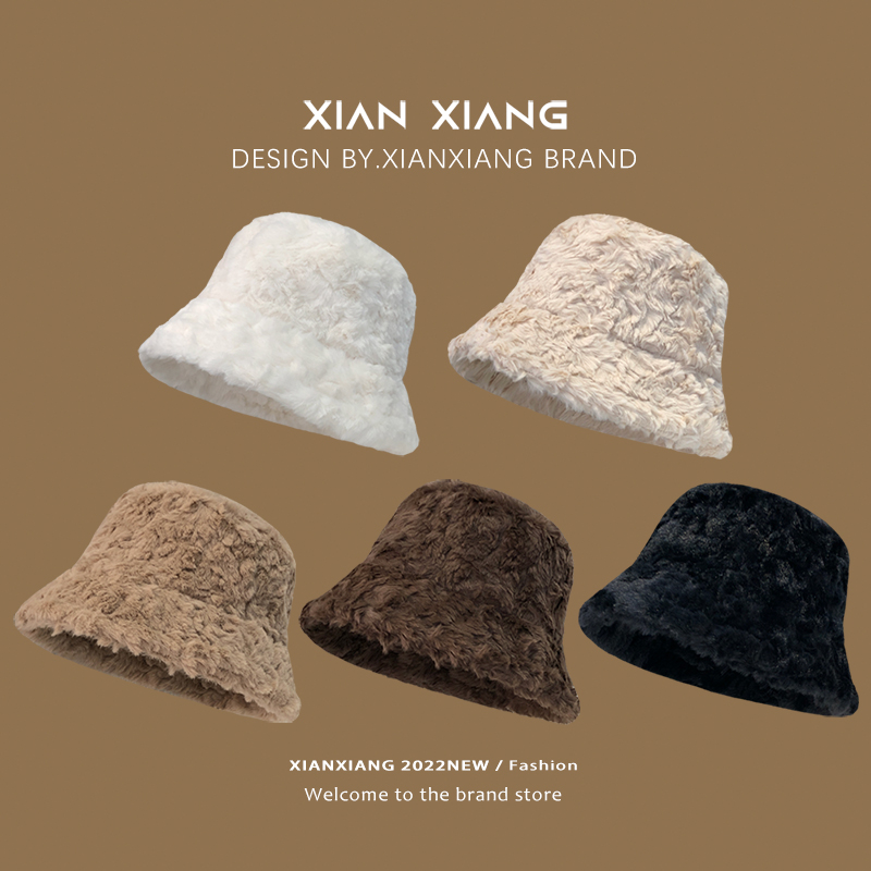 韩国东大门毛绒渔夫帽女冬季