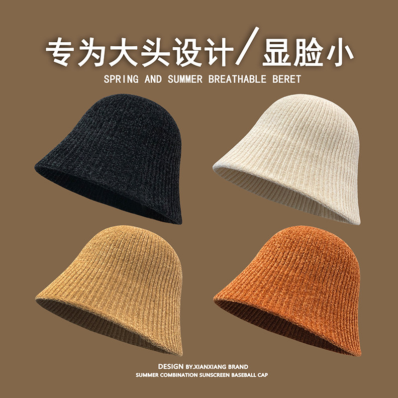 韩版灯芯绒日系素颜显脸小水桶帽