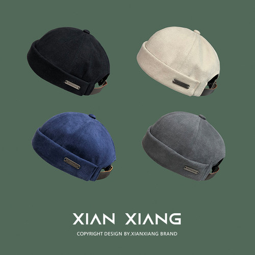 嘻哈圆顶无檐流氓潮牌雅痞瓜皮帽