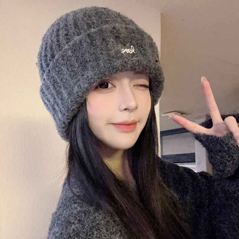 灰色针织帽防寒保暖护耳