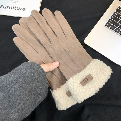 毛绒防寒保暖麂皮绒手套女