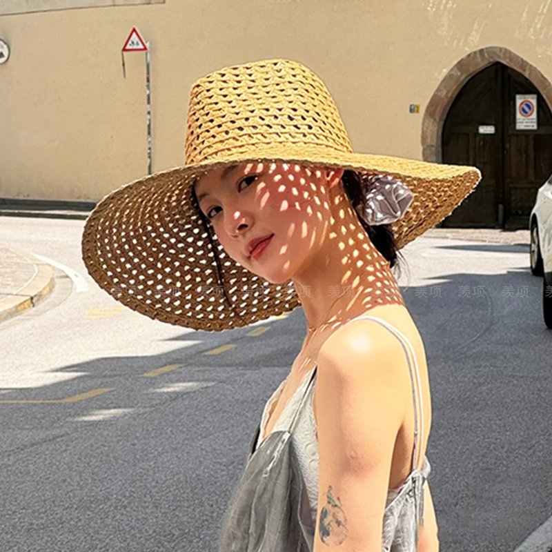 镂空透气草编帽子女款夏季