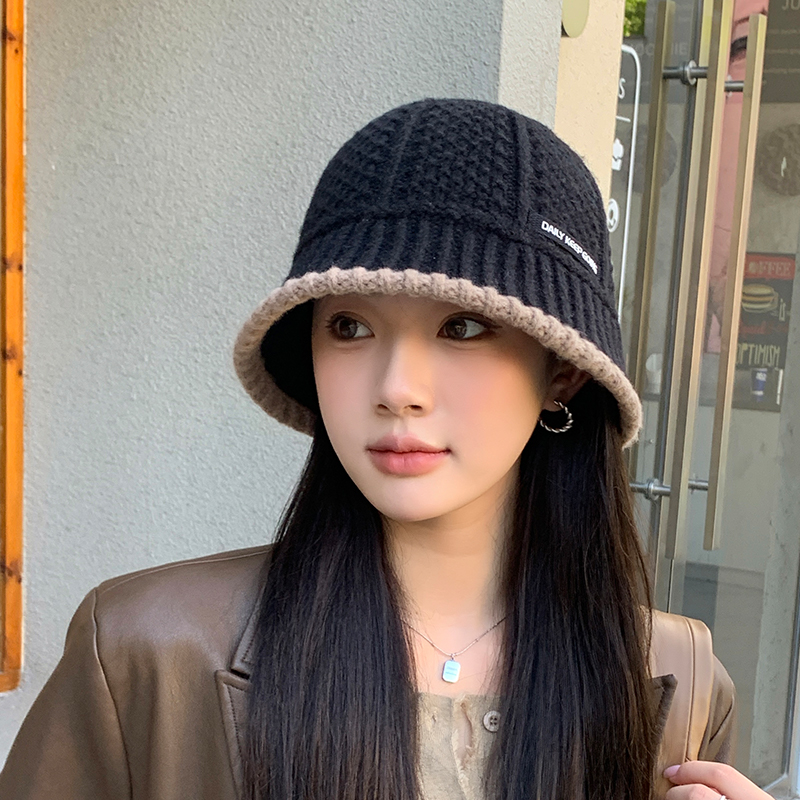 秋冬针织大头围素颜遮脸水桶帽