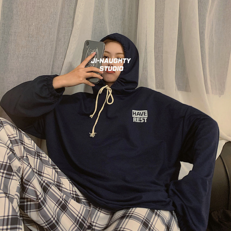 waitmore定制薄款卫衣女潮ins2020春秋新款设计感小众长袖上衣服