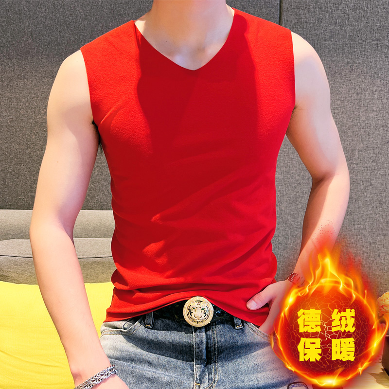 无痕加绒保暖背心男士坎肩