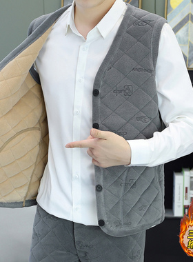 羊毛内胆马甲男款2025新款秋冬季加绒加厚保暖背心男内穿坎肩马夹