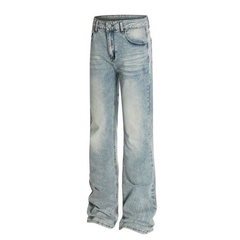 DC+G6698水洗浅蓝色牛仔裤男女新款窄版显瘦直筒裤cleanfit微喇裤