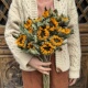 天然真花向日葵干花束复古家居装 饰梵高油画风民宿插花教师节礼物