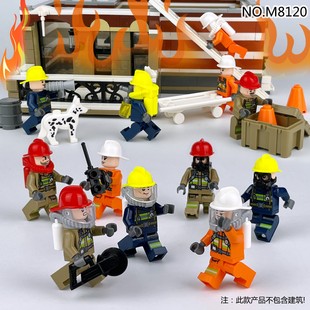 火速救援队M8120消防人仔配件担架云梯儿童积木玩具跨境