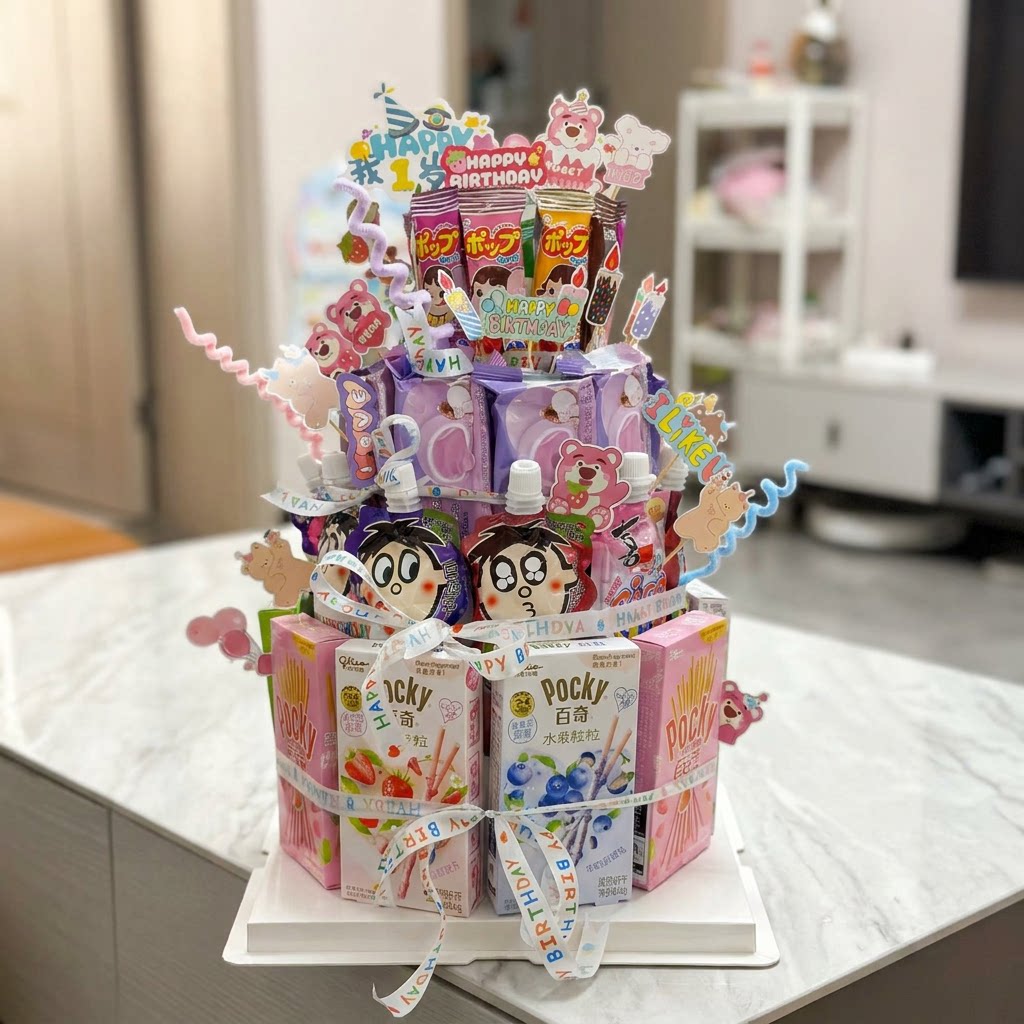 小红书同款生日零食蛋糕diy材料插件模型泡沫零食diy蛋糕材料包