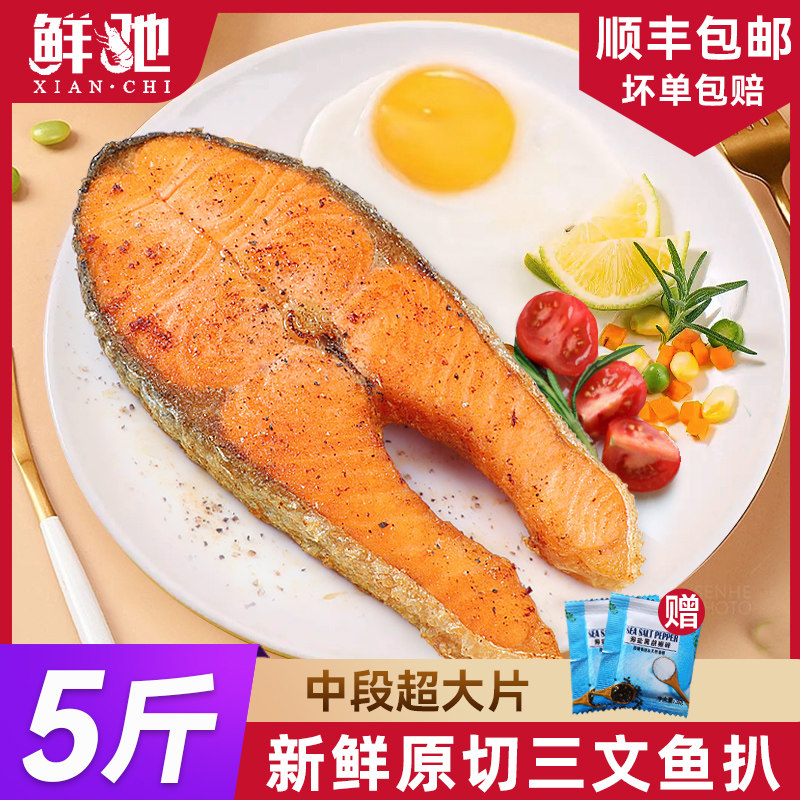 三文鱼排新鲜智利鱼扒肉挪威鱼块一整条轮切现切中段冰鲜冷冻鲑鱼