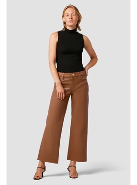 洛杉矶复古丹宁H 女款 Rosie暗橙色涂层高腰九分毛边阔腿牛仔裤